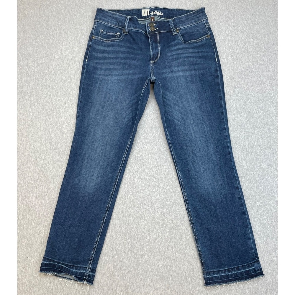 Kut From The Kloth Jeans Womens 8 Blue Cotton Blend Stretch Straight Frayed Hem